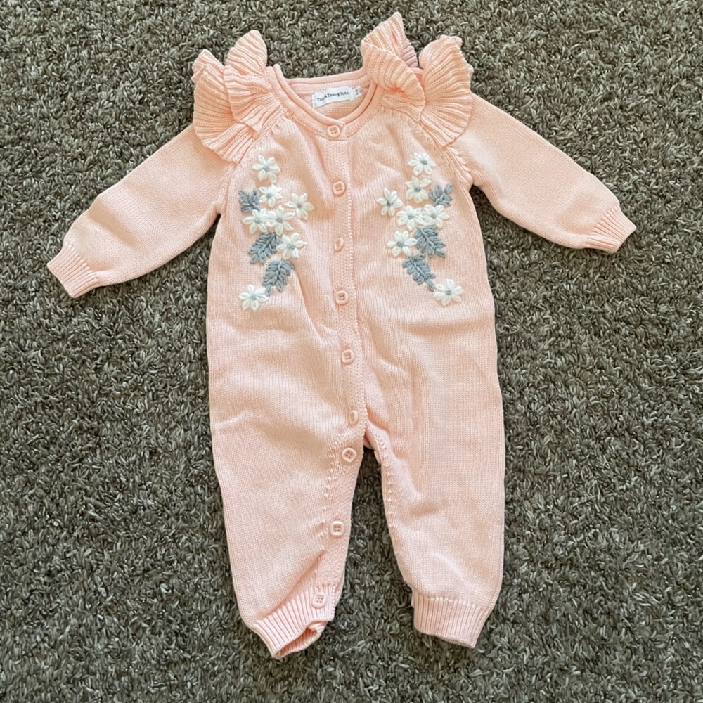 Pink Ruffled Floral Baby One Piece